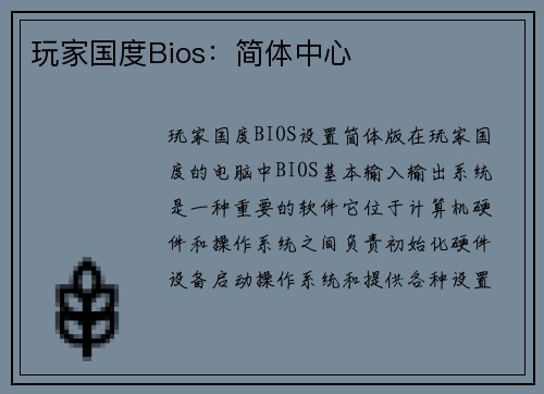 玩家国度Bios：简体中心